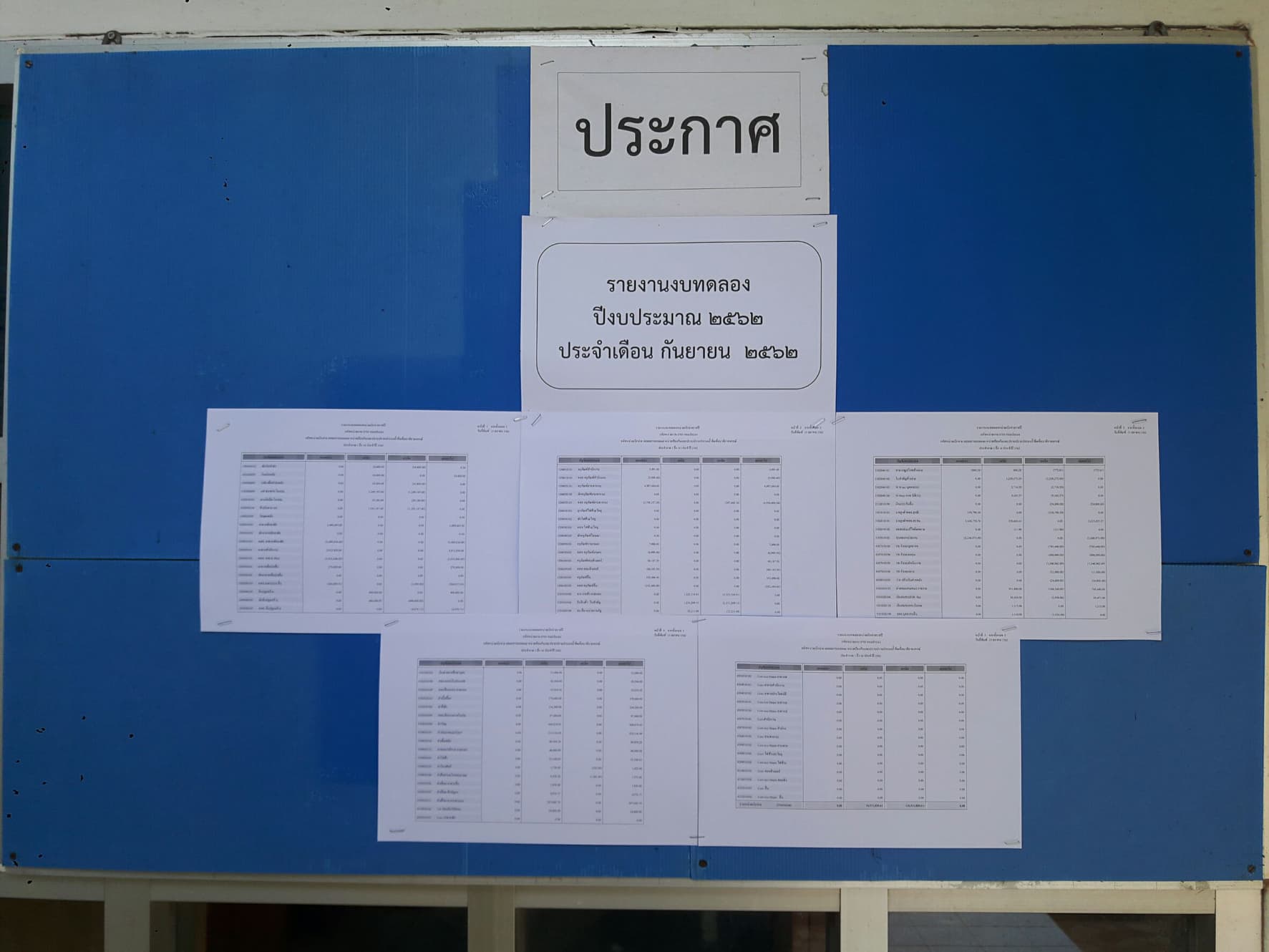 รายงานงบทดลอง ปีงบประมาณ2562 ประจำเดือน กันยายน 2562..คลิก