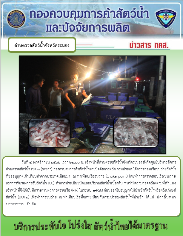 ตรวจสอบเรือและสินค้านำเข้าจากประเทศ MYANMAR..คลิก