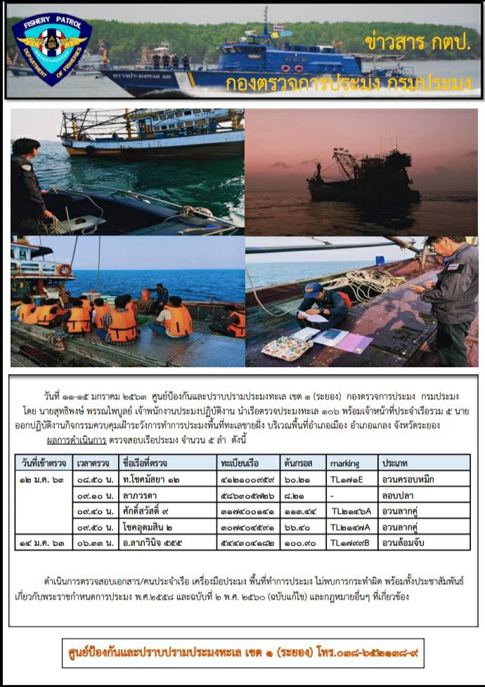 เรือตรวจประมงทะเล 106 ออกปฏิบัติงาานควบคุมเฝ้าระวังการทำการประมงพื้นที่ทะเลชายฝั่ง..คลิก