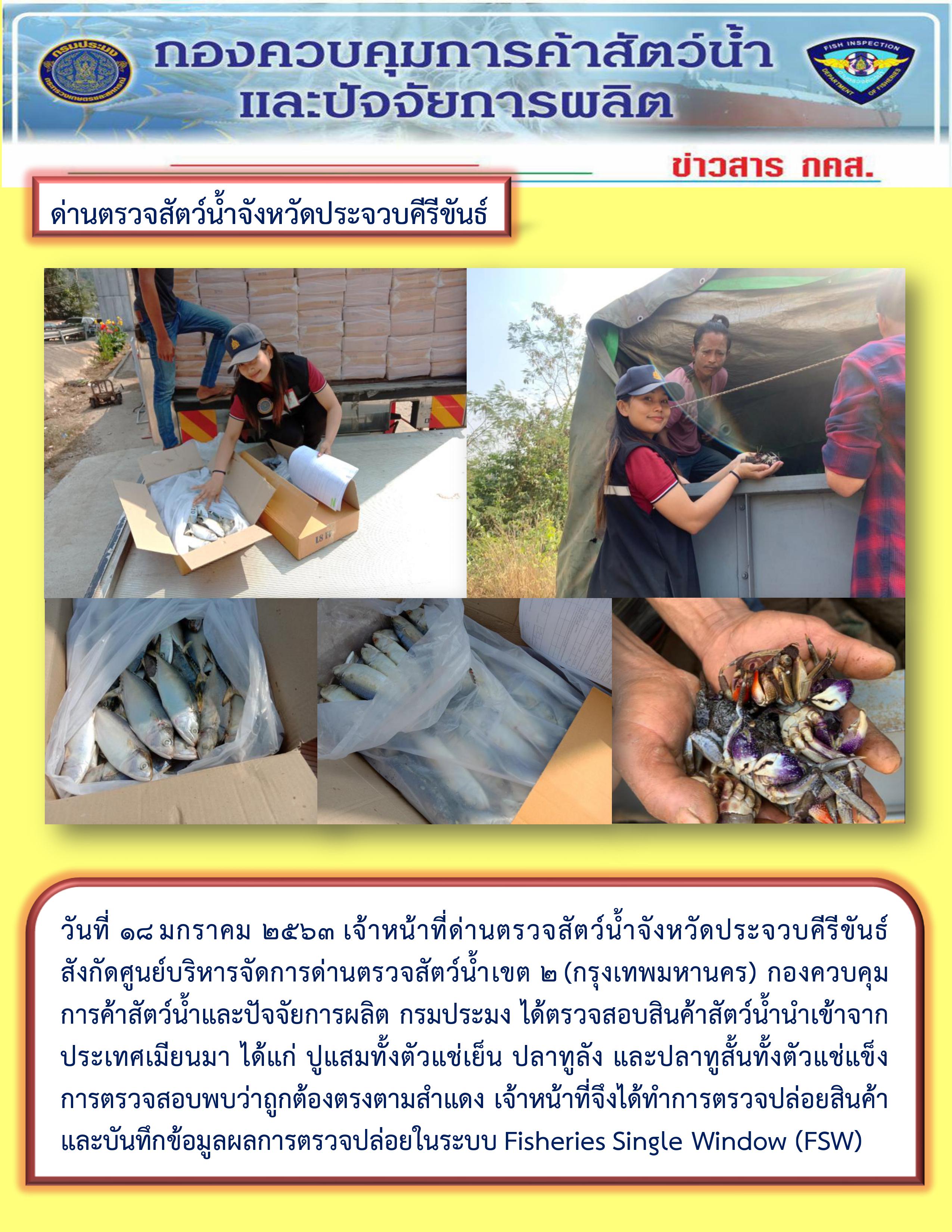สินค้าสัตว์น้ำนำเข้าจากประเทศเมียนมา..คลิก