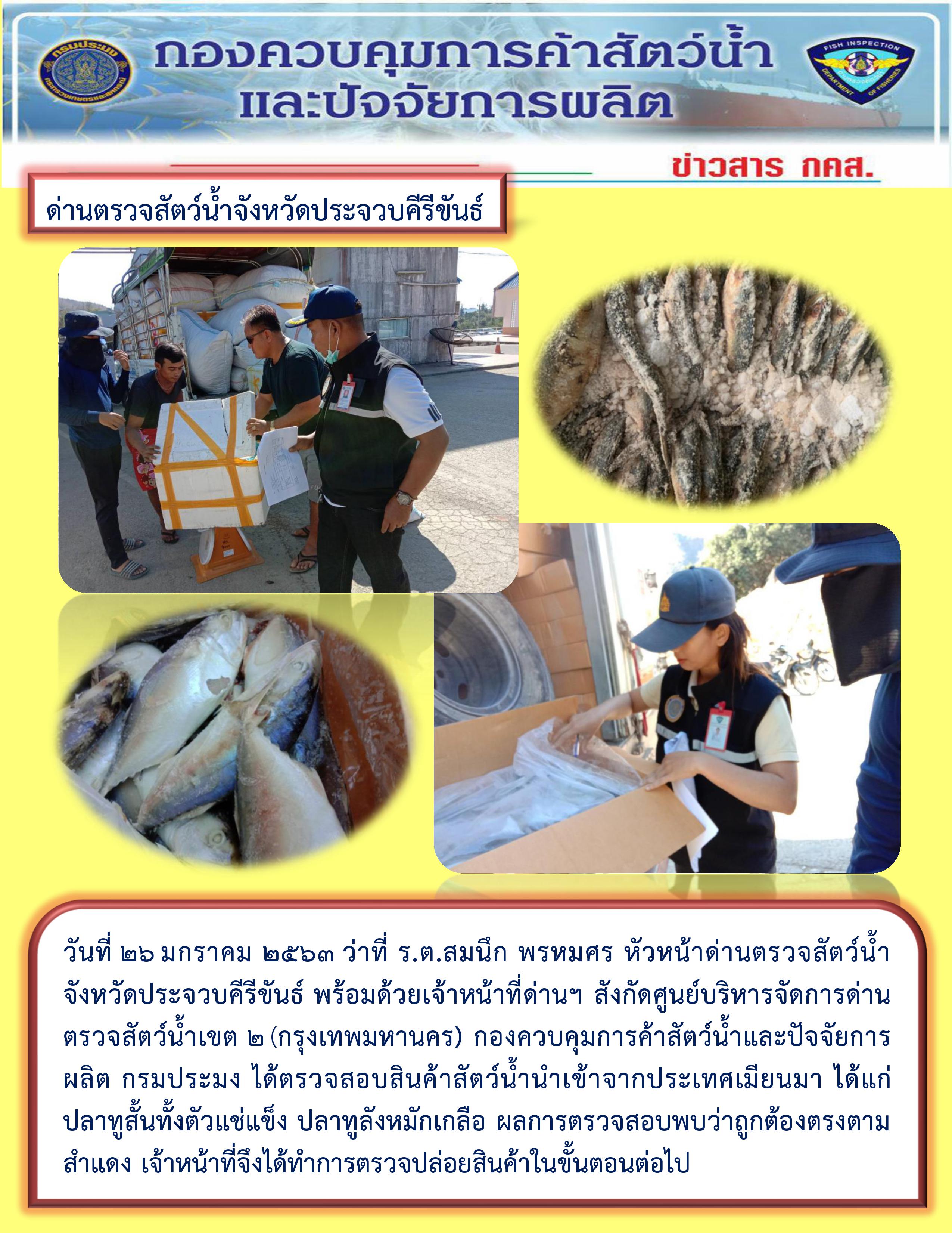 สินค้าสัตว์น้ำนำเข้าจากประเทศเมียนมา