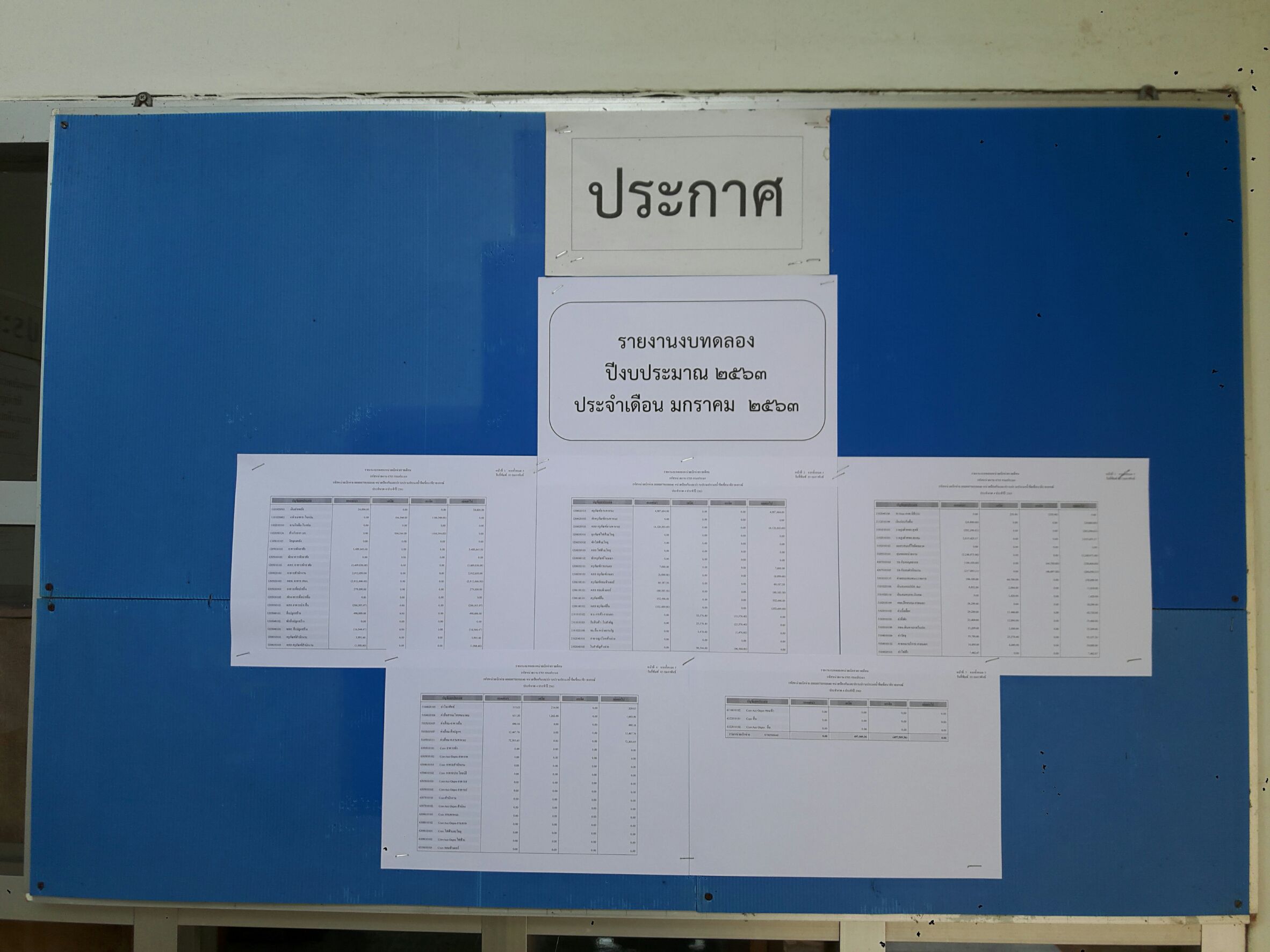 รายงานงบทดลอง ปีงบประมาณ2563 ประจำเดือน มกราคม 2563..คลิก