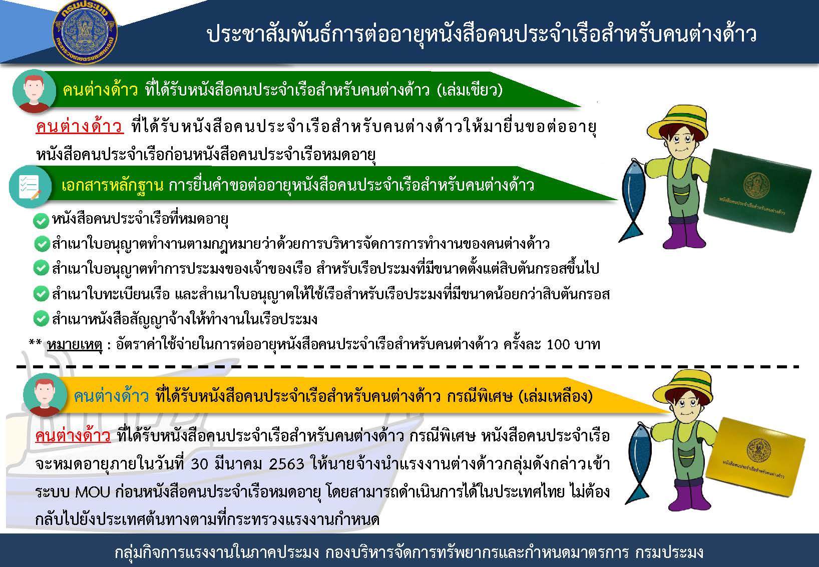 ประชาสัมพันธ์การต่ออายุหนังสือคนประจำเรือสำหรับคนต่างด้าว..คลิก