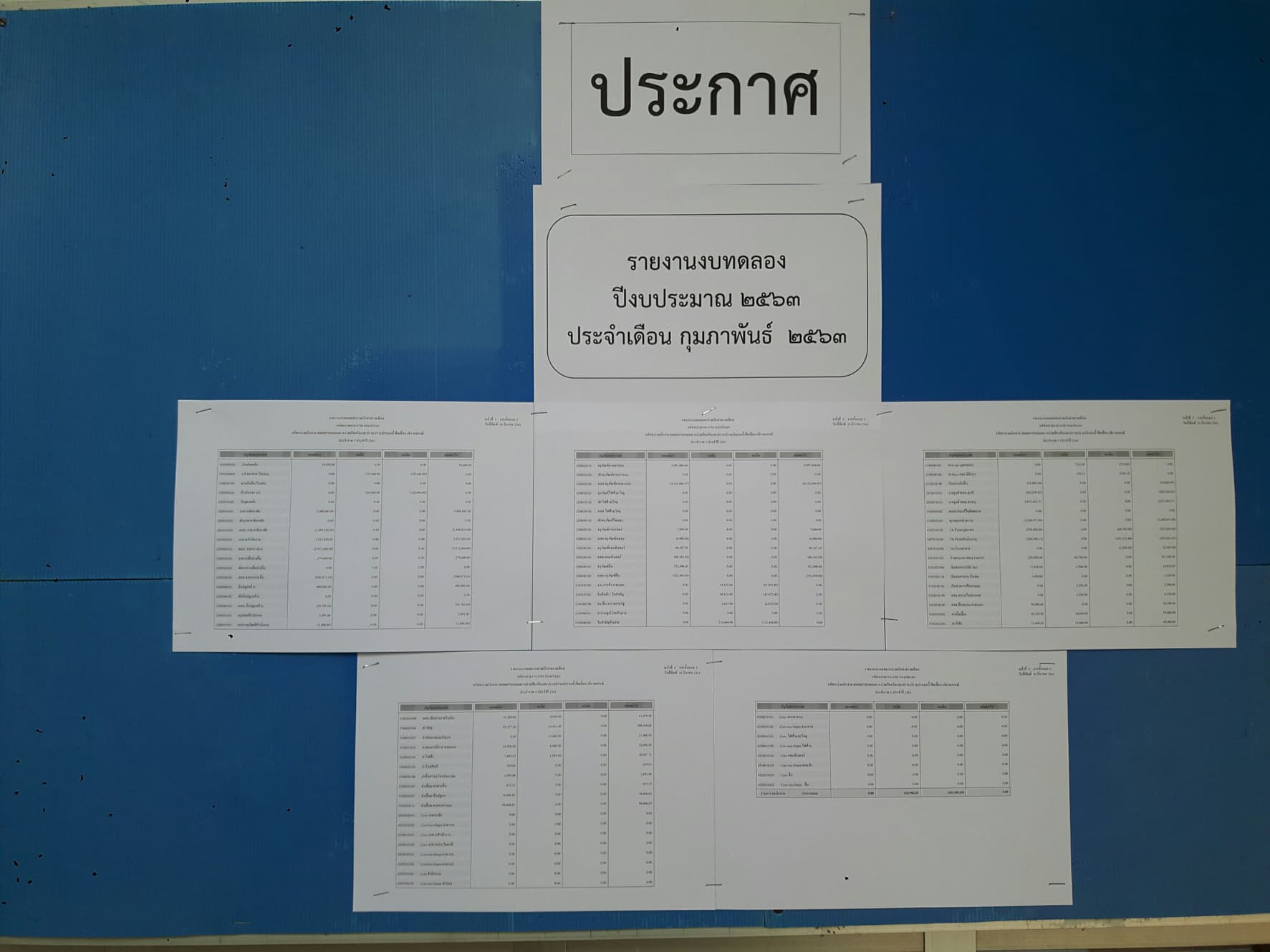 รายงานงบทดลอง ปีงบประมาณ2563 ประจำเดือน กุมภาพันธ์ 2563..คลิก