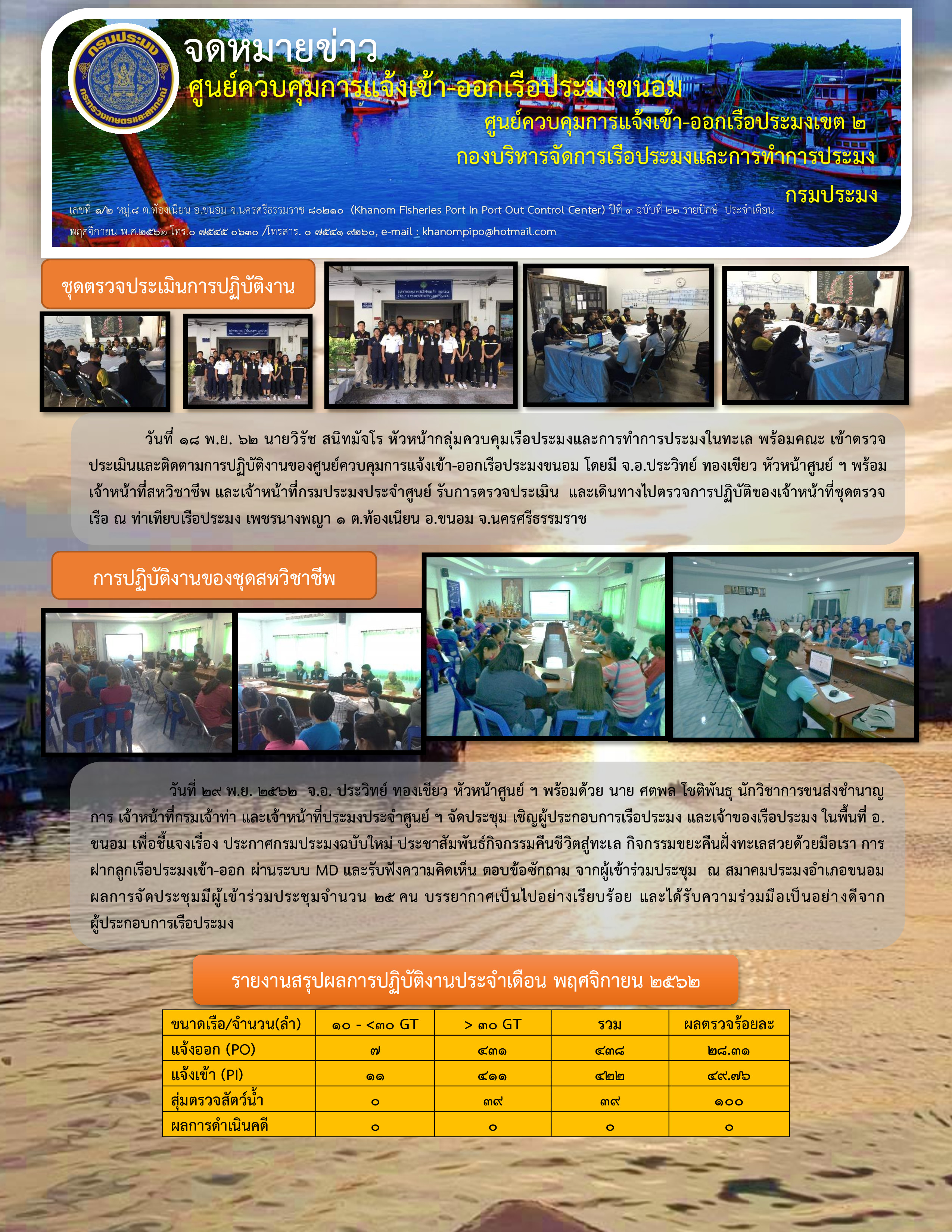 จดหมายข่าว 16-30 พฤศจิกายน 2562