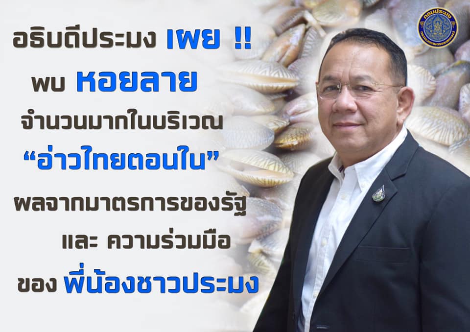 อธิบดีประมง เผย!! พบหอยลายจำนวนมากบริเวณอ่าวไทยตอนในเป็นผลจากมาตรการของรัฐ และความร่วมมือของพี่น้องชาวประมง..คลิก