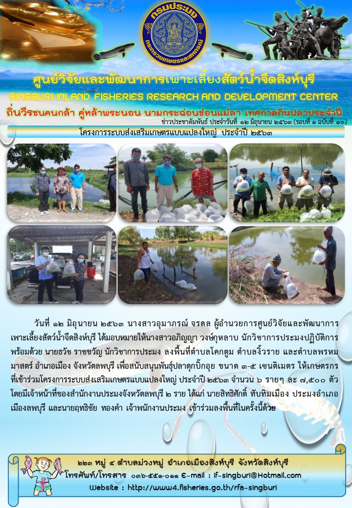 โครงการระบบส่งเสริมเกษตรแบบแปลงใหญ่ ประจำปี 2563..คลิก