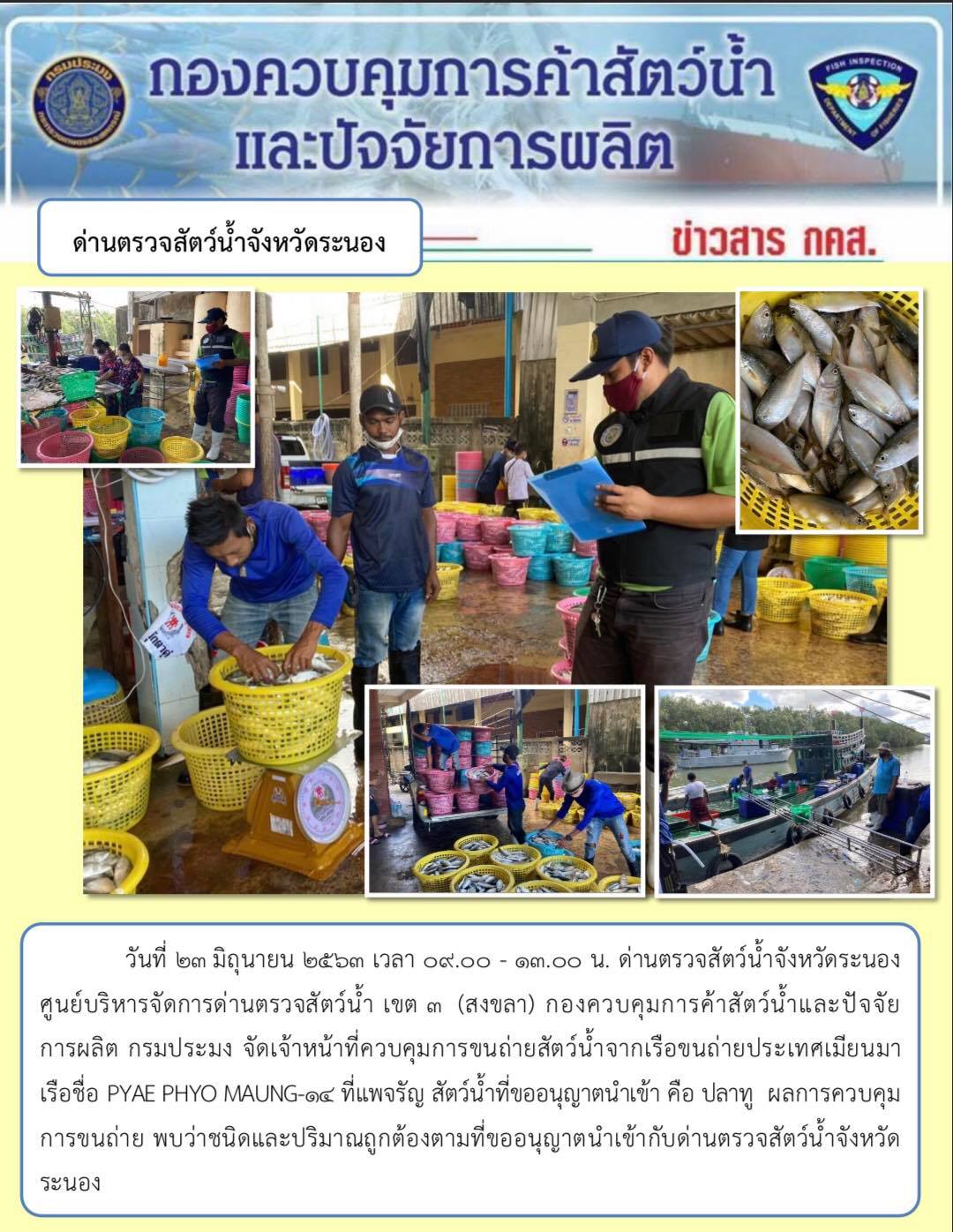 ควบคุมขนถ่ายสัตว์น้ำขึ้นท่าจากประเทศMYANMAR..คลิก