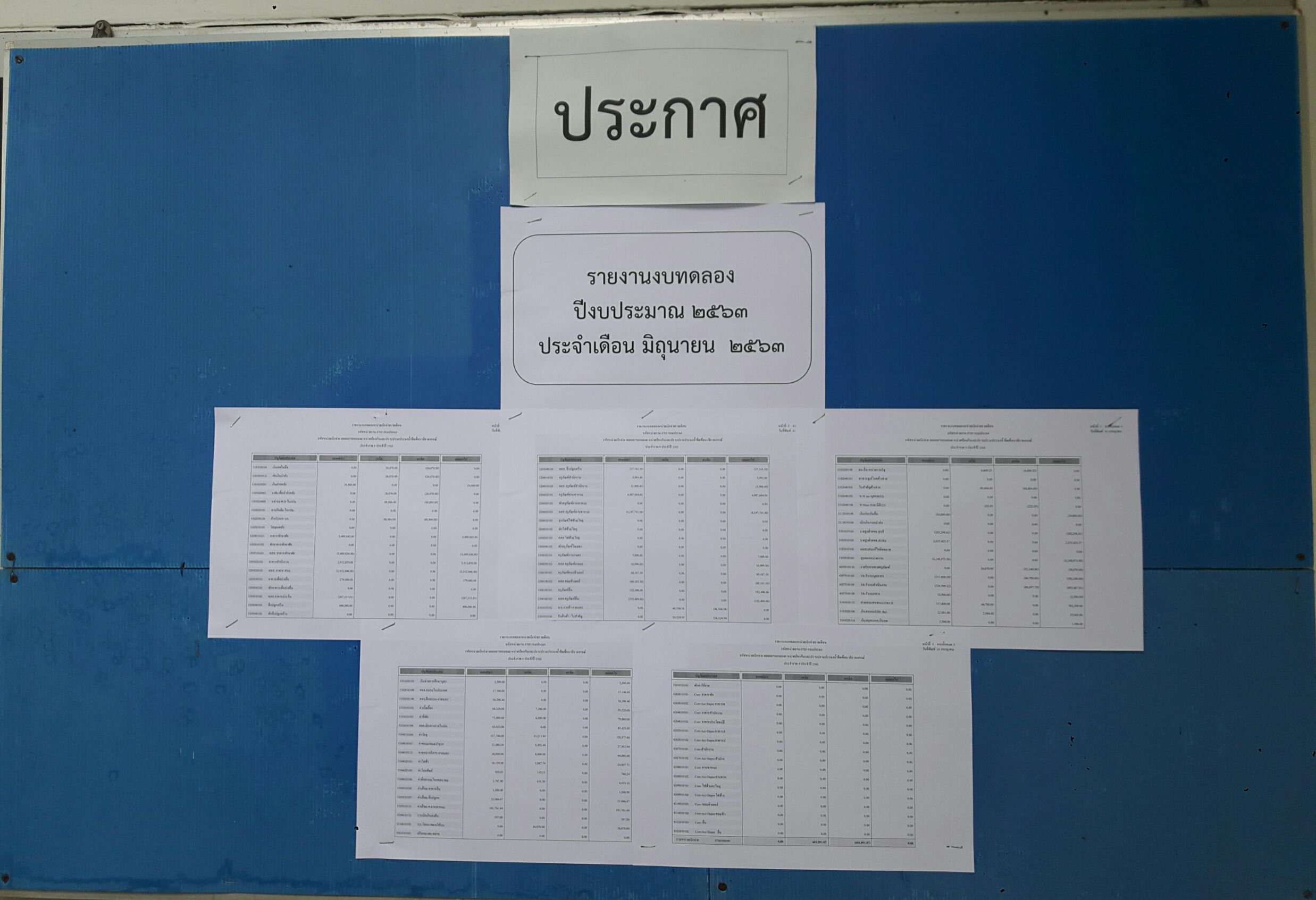 รายงานงบทดลอง ปีงบประมาณ2563 ประจำเดือน มิถุนายน 2563..คลิก