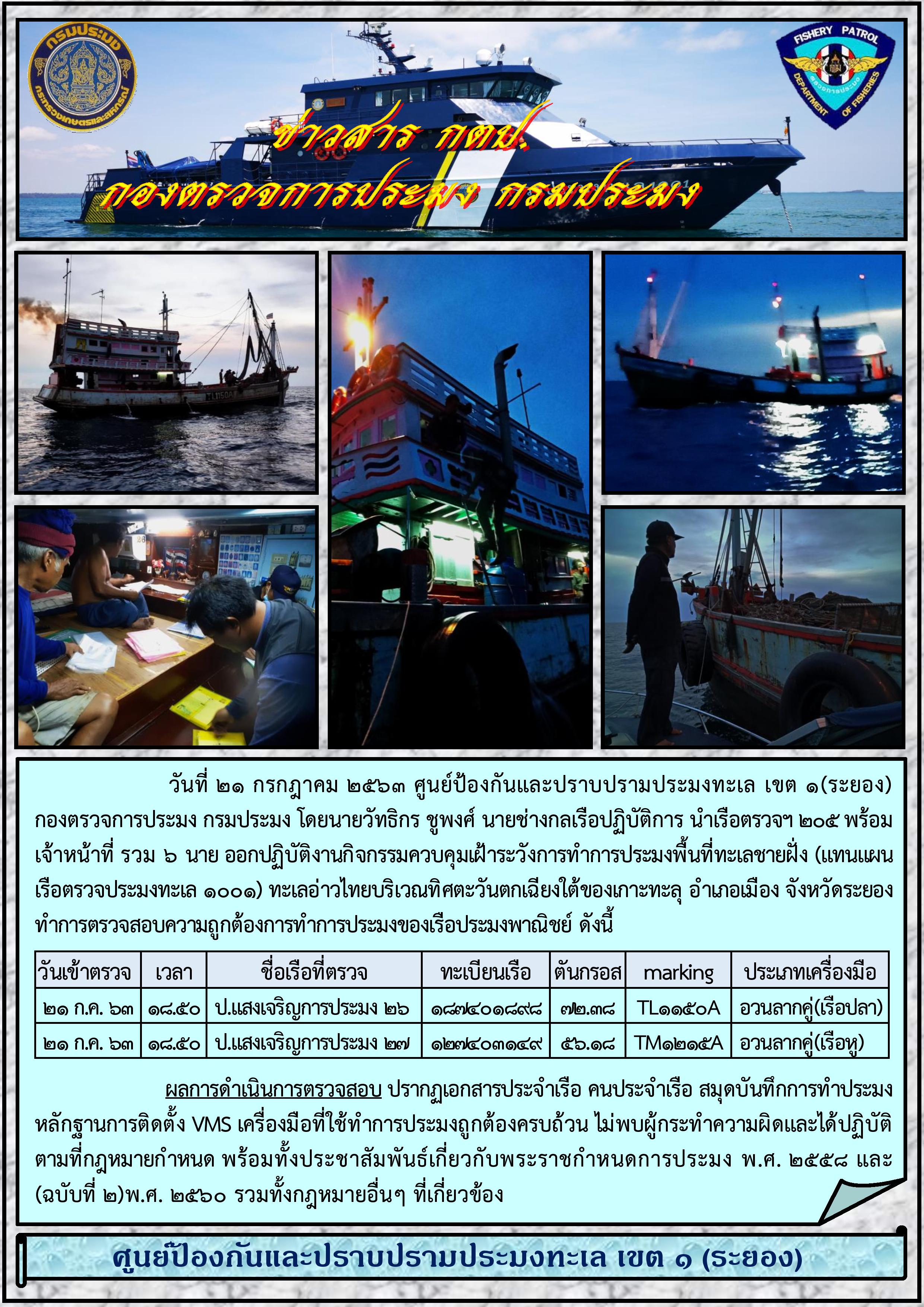 เรือตรวจประทะเล 205 ออกปฏิบัติงานควบคุมเฝ้าระวังการทำการประมงพื้นที่ทะเลชายฝั่ง..คลิก