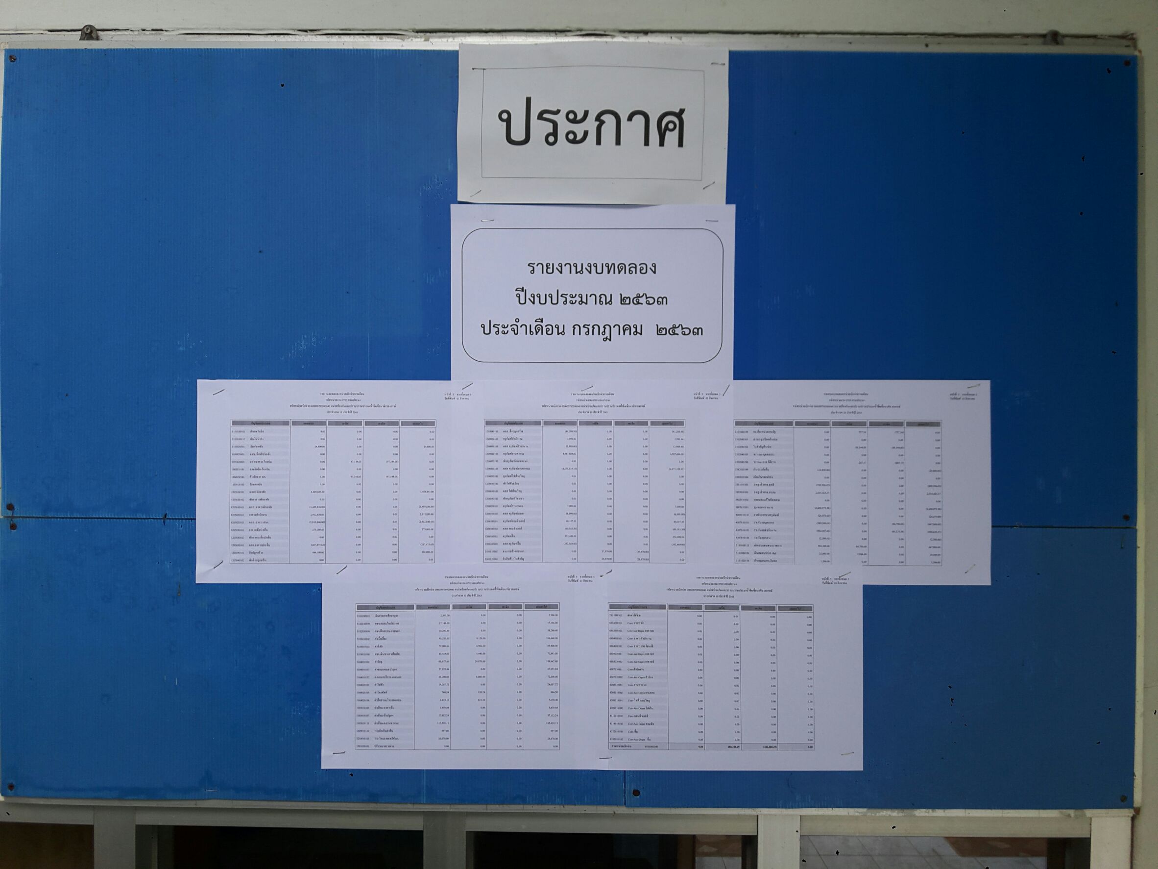 รายงานงบทดลองปีงบประมาณ๒๕๖๓ ประจำเดือนกรกฎาคม ๒๕๖๓