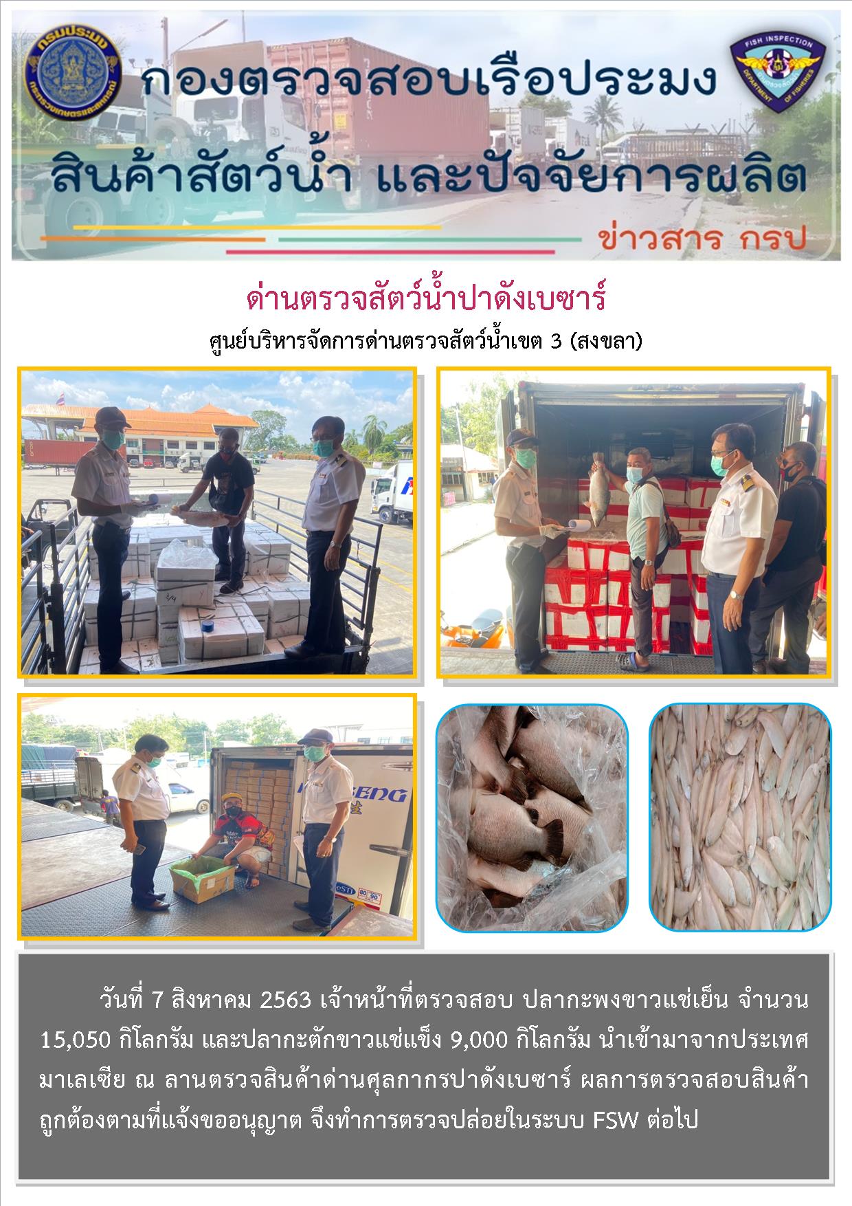ด่านตรวจสัตว์น้ำปาดังเบซาร์ตรวจสอบสัตว์น้ำนำเข้า..คลิก