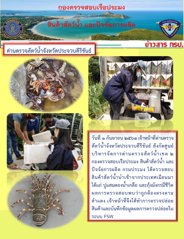 สินค้าสัตว์น้ำนำเข้าจากประเทศเมียนมา