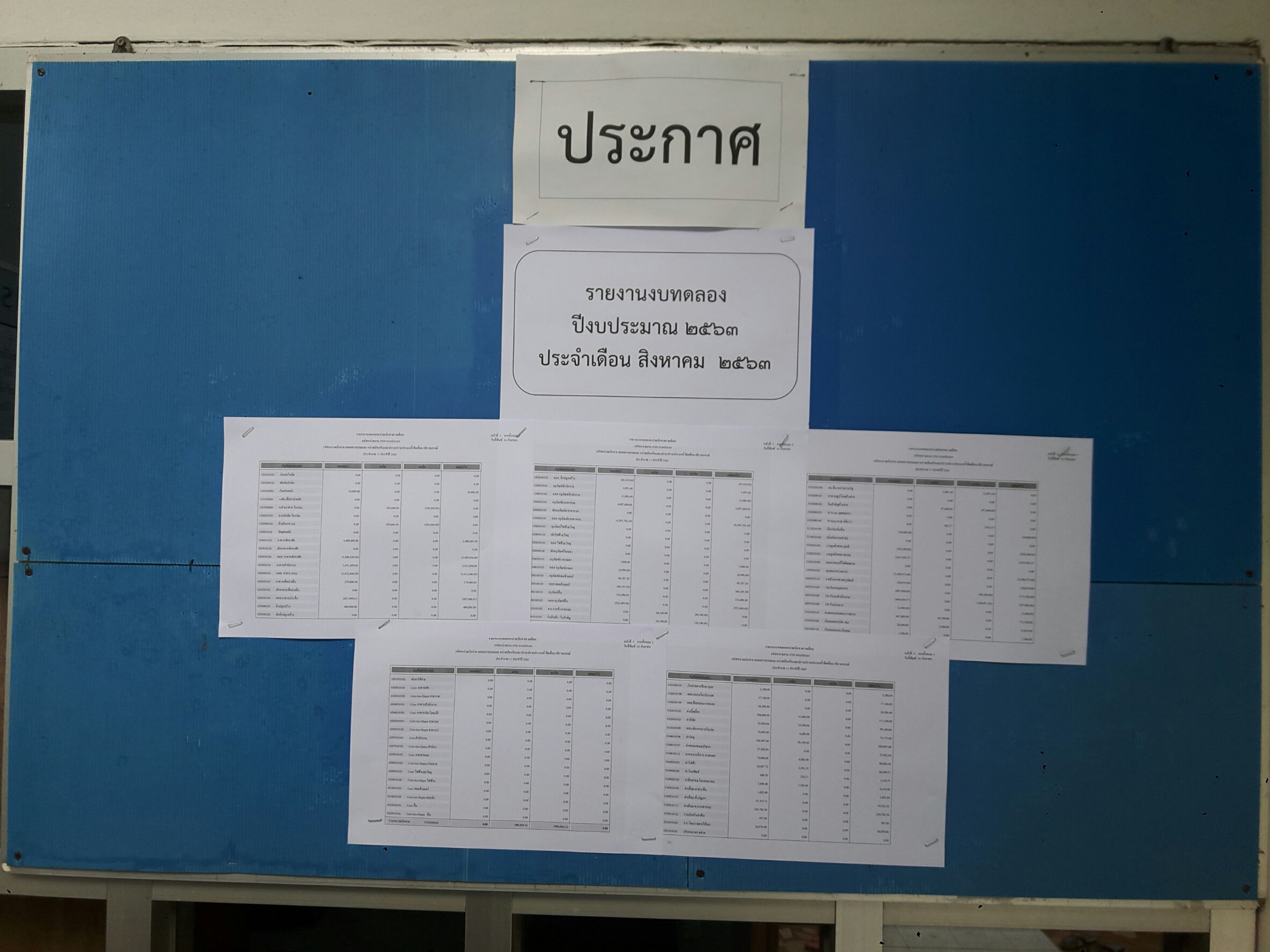 รายงานงบทดลอง ปีงบประมาณ2563 ประจำเดือน สิงหาคม 2563..คลิก