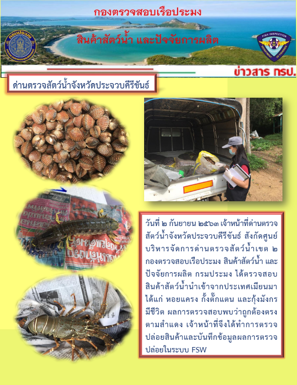 สินค้าสัตว์น้ำนำเข้าจากประเทศเมียนมา