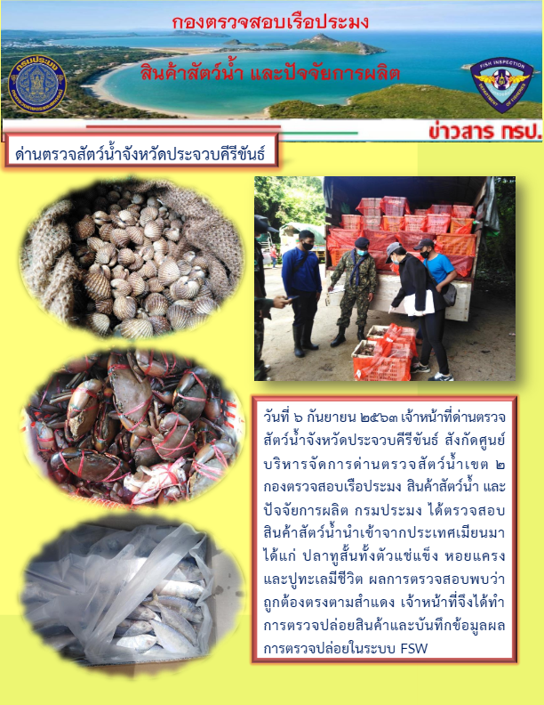 สินค้าสัตว์น้ำนำเข้าจากประเทศเมียนมา