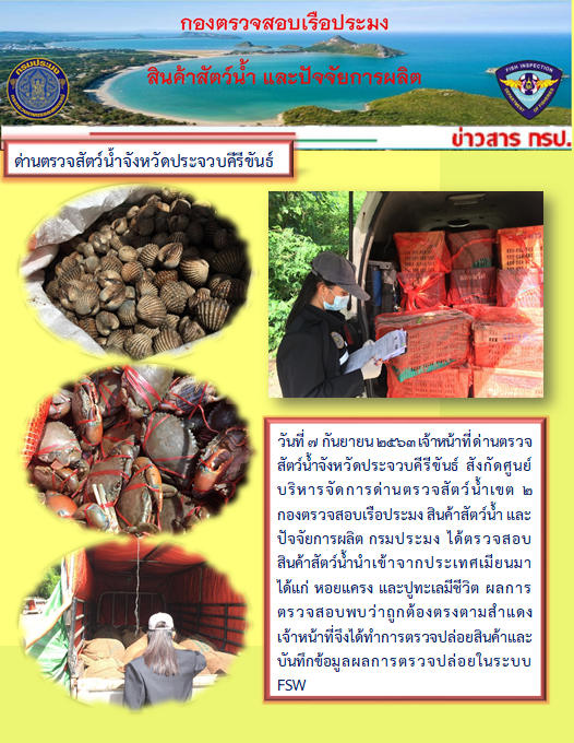 สินค้าสัตว์น้ำนำเข้าจากประเทศเมียนมา