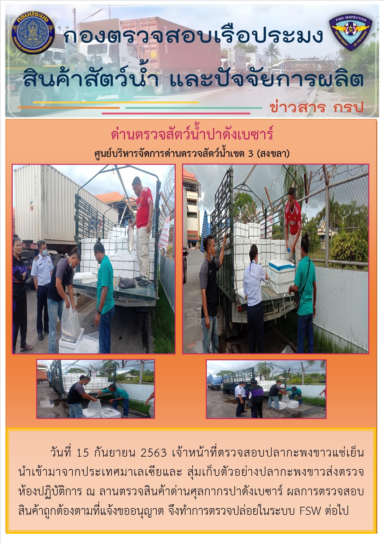 ด่านตรวจสัตว์น้ำปาดังเบซาร์ตรวจสอบสัตว์น้ำนำเข้า..คลิก