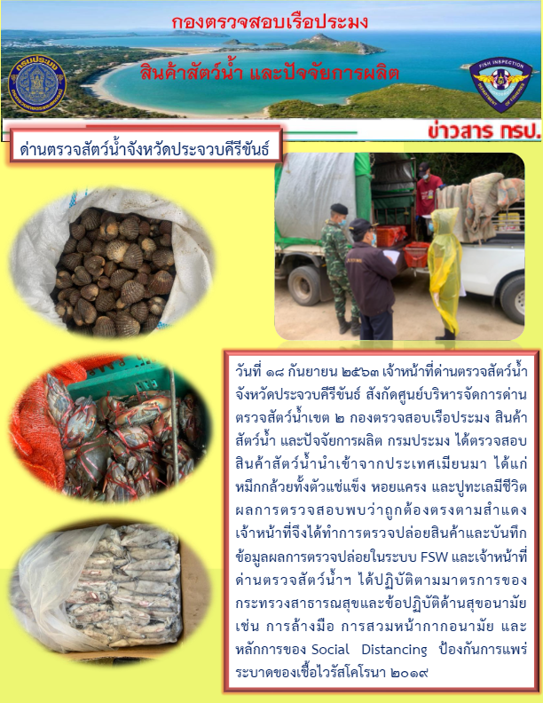 สินค้าสัตว์น้ำนำเข้าจากประเทศเมียนมา