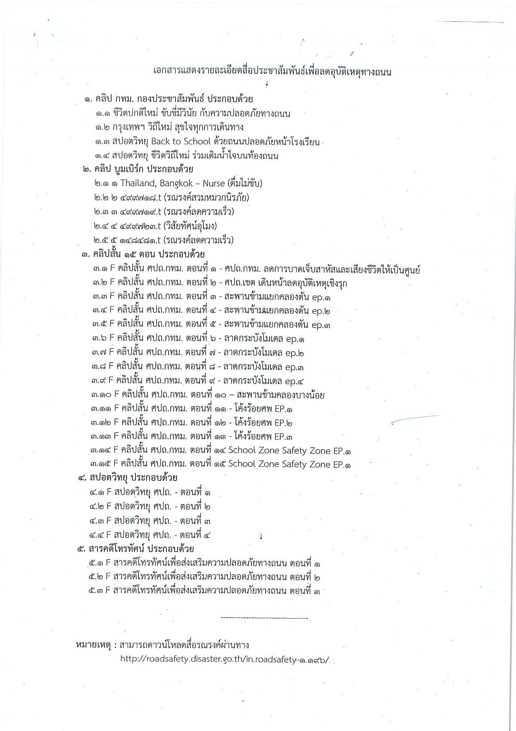 สื่อประชาสัมพันธ์รณรงค์เพื่อลดอุบัติเหตุทางถนน..คลิก