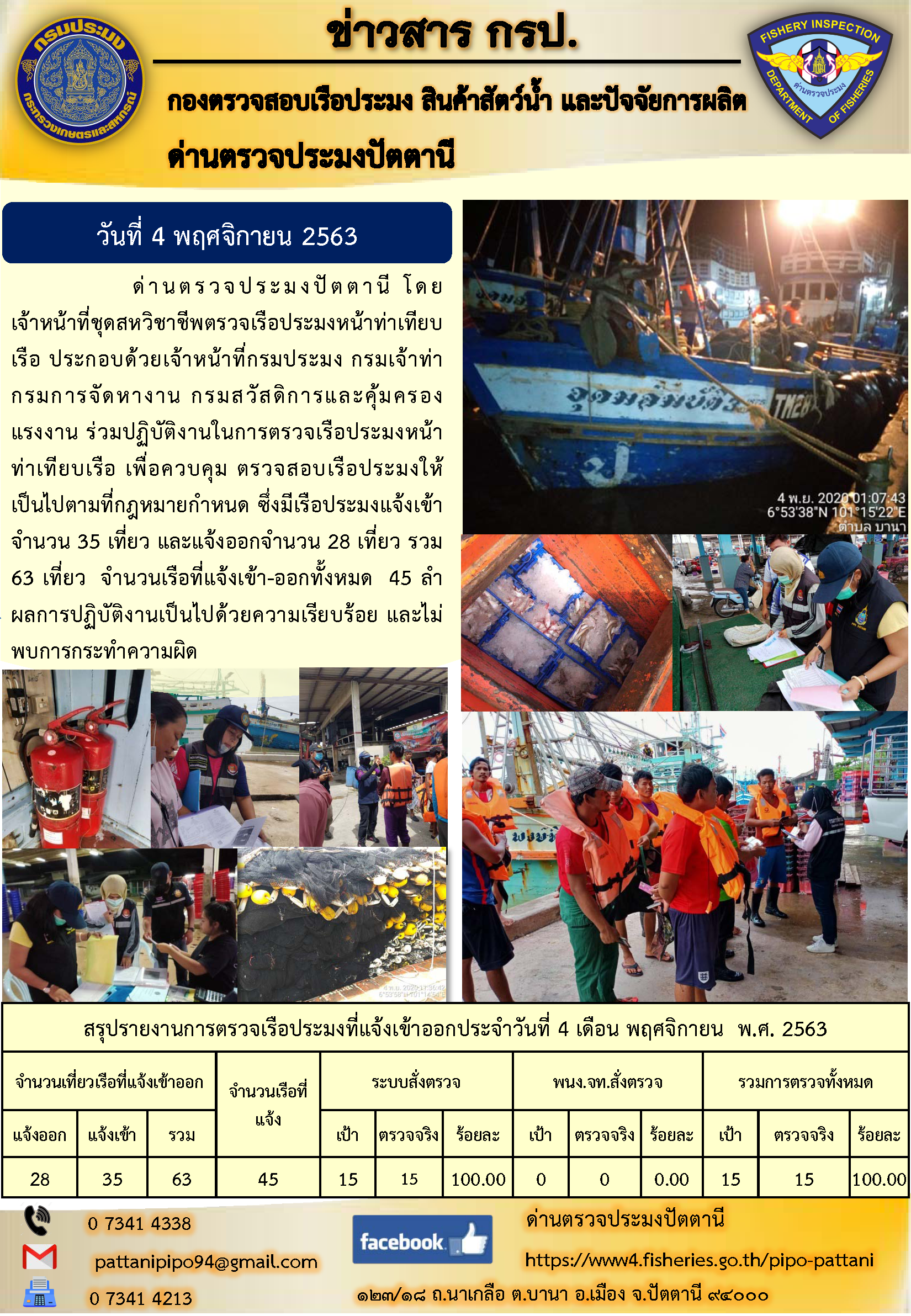 ข่าวสารการปฏิบัติงานประจำวันที่ 4 พฤศจิกายน 2563..คลิก