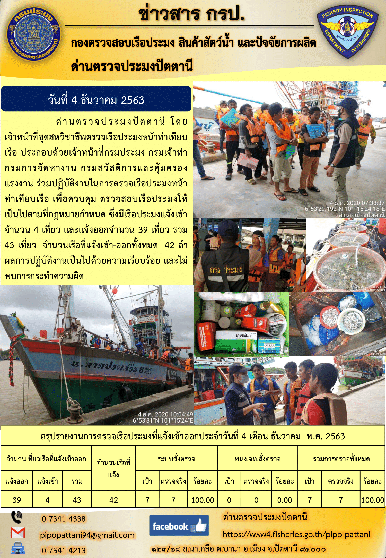ข่าวสารการปฏิบัติงานประจำวันที่ 4 ธันวาคม 2563..คลิก