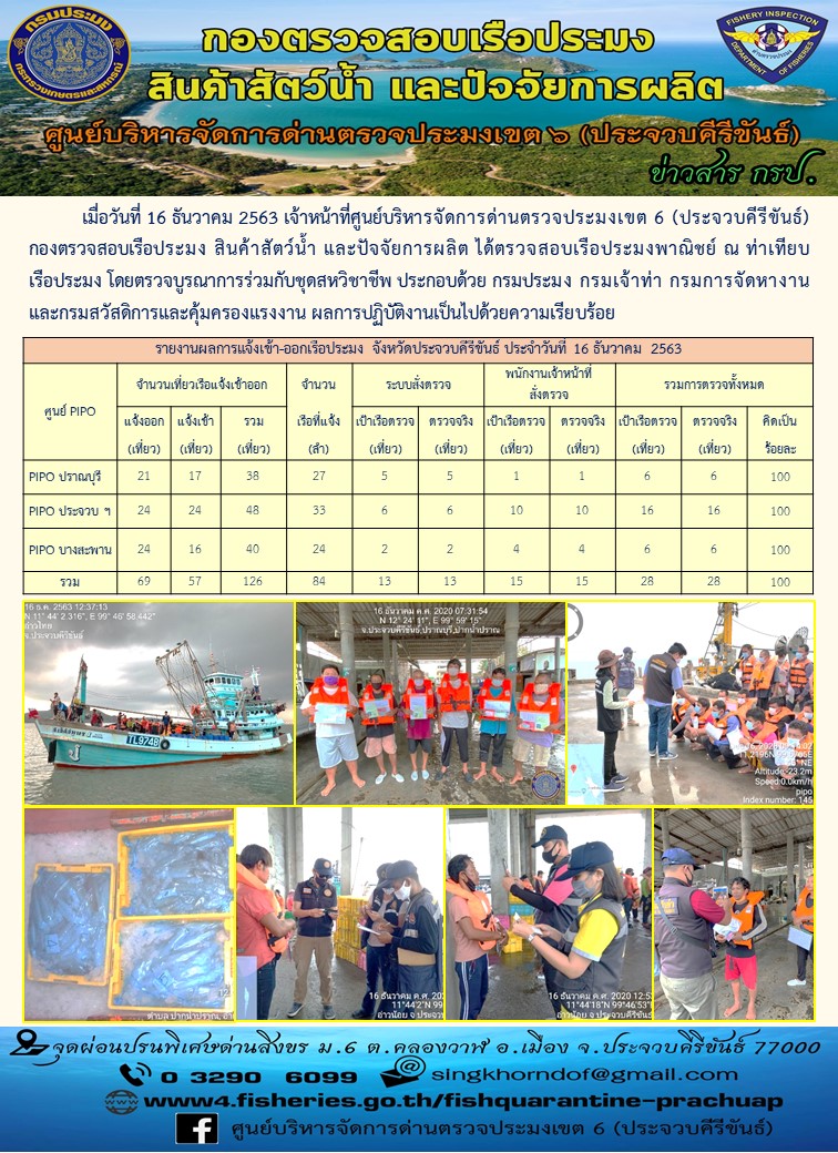ตรวจสอบเรือประมงพาณิชย์ ณ ท่าเทียบเรือประมง..คลิก