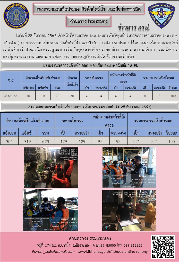 ตรวจสอบเรือประมงพาณิชย์ ณ ท่าเทียบเรือประมง..คลิก