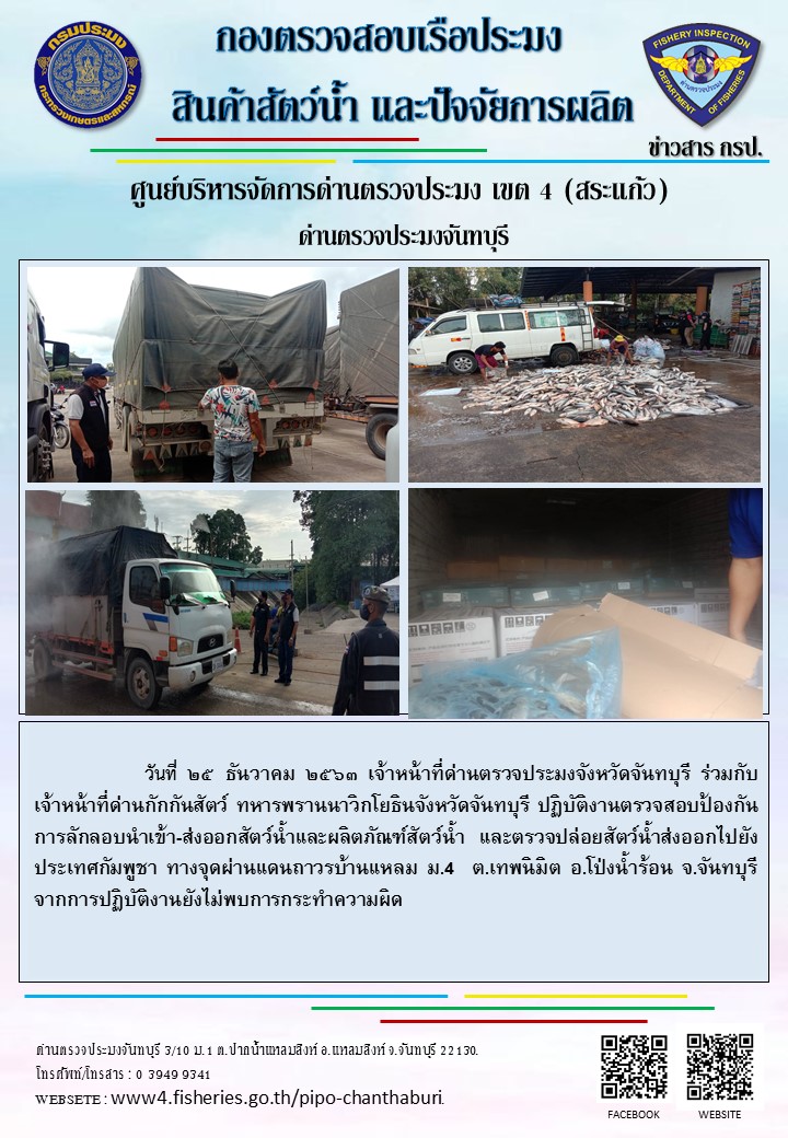 รายงานการปฏิบัติงานประจำวันที่ 25 ธันวาคม 2563..คลิก