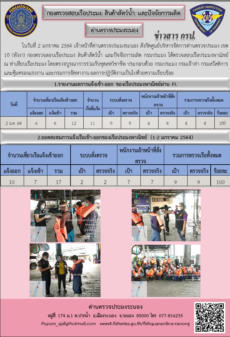 ตรวจสอบเรือประมงพาณิชย์ ณ ท่าเทียบเรือประมง..คลิก