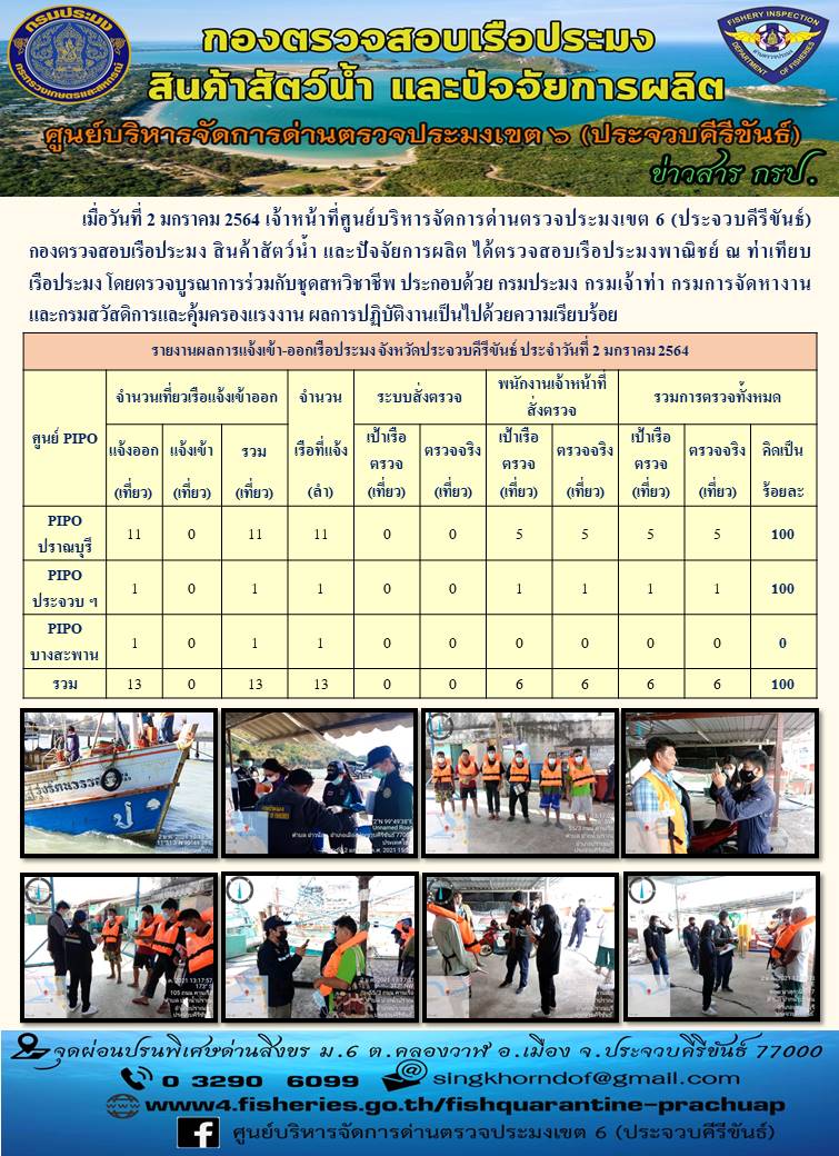 ตรวจสอบเรือประมงพาณิชย์ ณ ท่าเทียบเรือประมง..คลิก