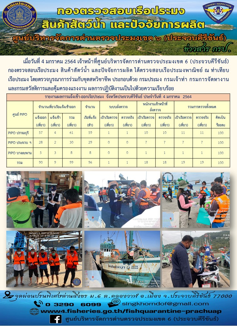 ตรวจสอบเรือประมงพาณิชย์ ณ ท่าเทียบเรือประมง..คลิก