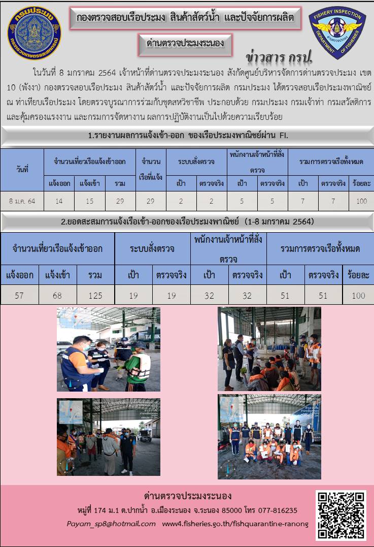 ตรวจสอบเรือประมงพาณิชย์ ณ ท่าเทียบเรือประมง..คลิก