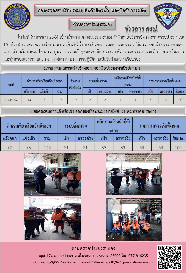 ตรวจสอบเรือประมงพาณิชย์ ณ ท่าเทียบเรือประมง..คลิก