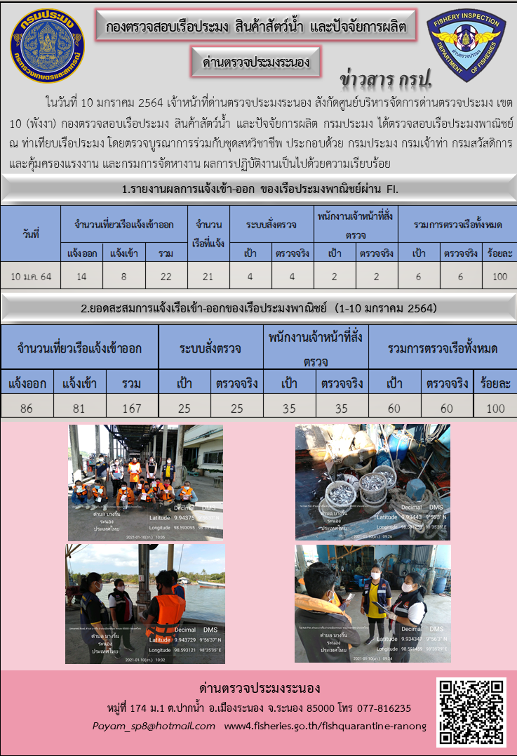 ตรวจสอบเรือประมงพาณิชย์ ณ ท่าเทียบเรือประมง..คลิก