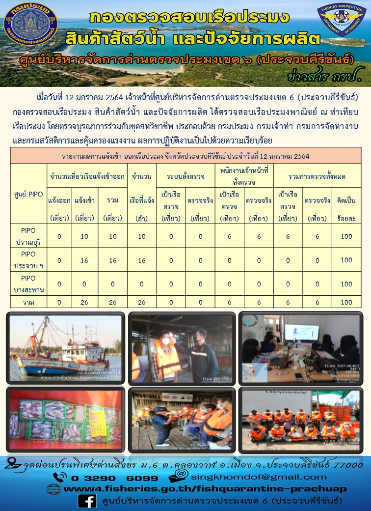 ตรวจสอบเรือประมงพาณิชย์ ณ ท่าเทียบเรือประมง..คลิก