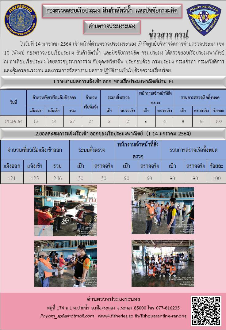 ตรวจสอบเรือประมงพาณิชย์ ณ ท่าเทียบเรือประมง..คลิก
