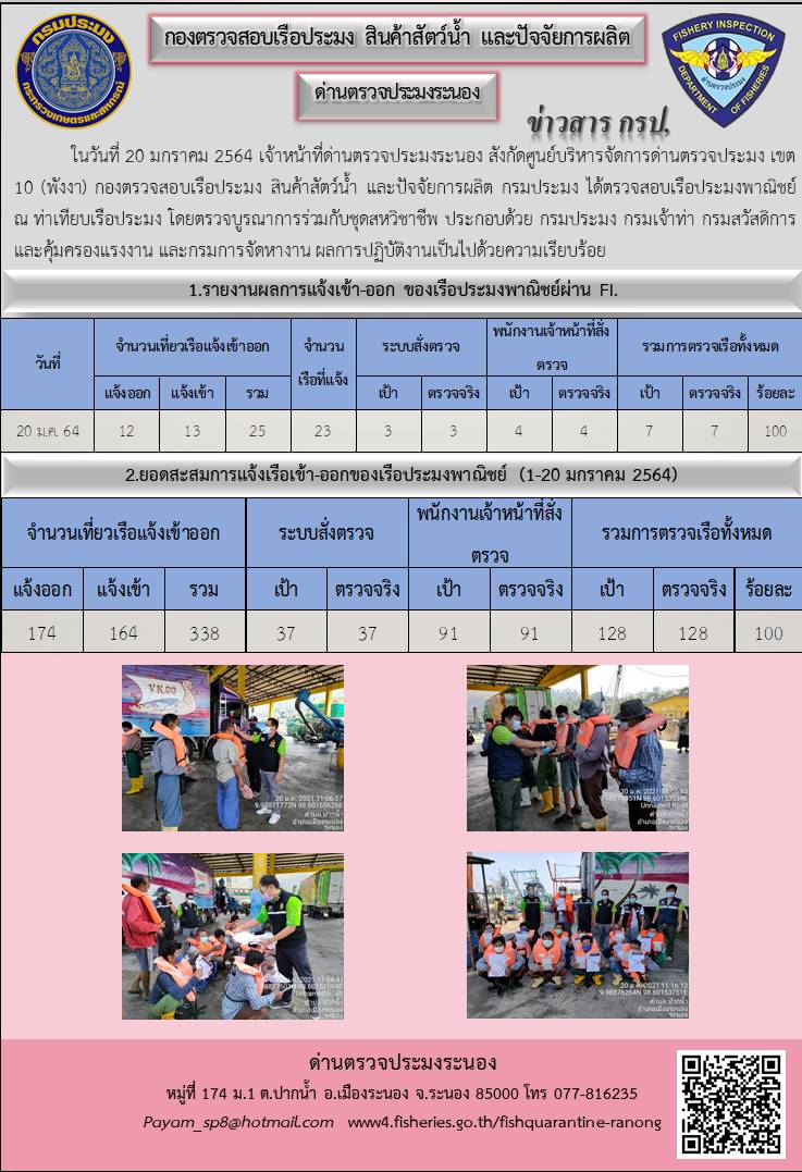 ตรวจสอบเรือประมงพาณิชย์ ณ ท่าเทียบเรือประมง..คลิก