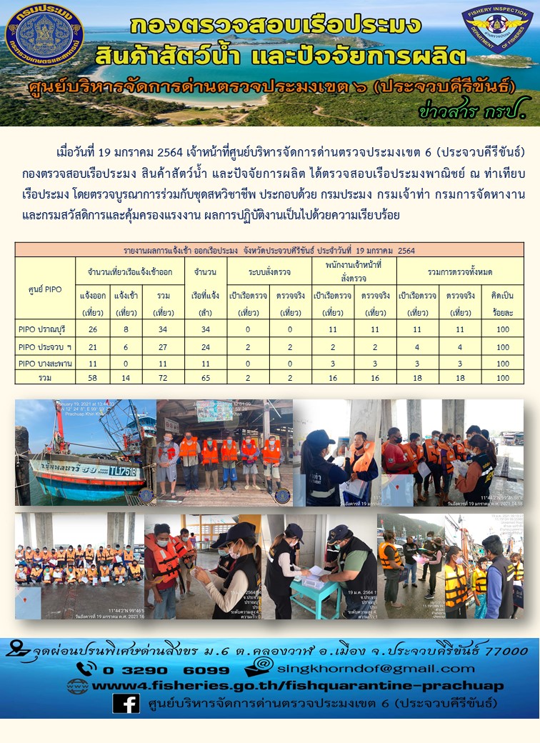 ตรวจสอบเรือประมงพาณิชย์ ณ ท่าเทียบเรือประมง..คลิก