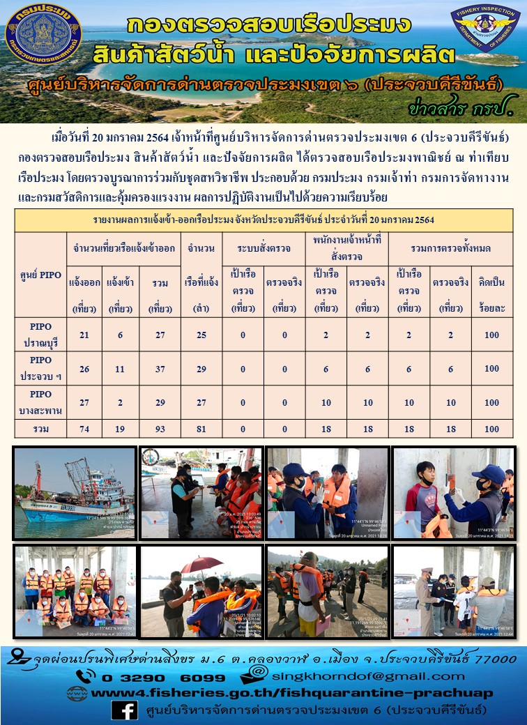 ตรวจสอบเรือประมงพาณิชย์ ณ ท่าเทียบเรือประมง..คลิก