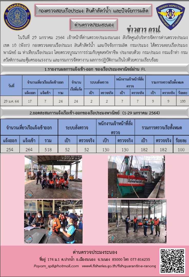 ตรวจสอบเรือประมงพาณิชย์ ณ ท่าเทียบเรือประมง..คลิก