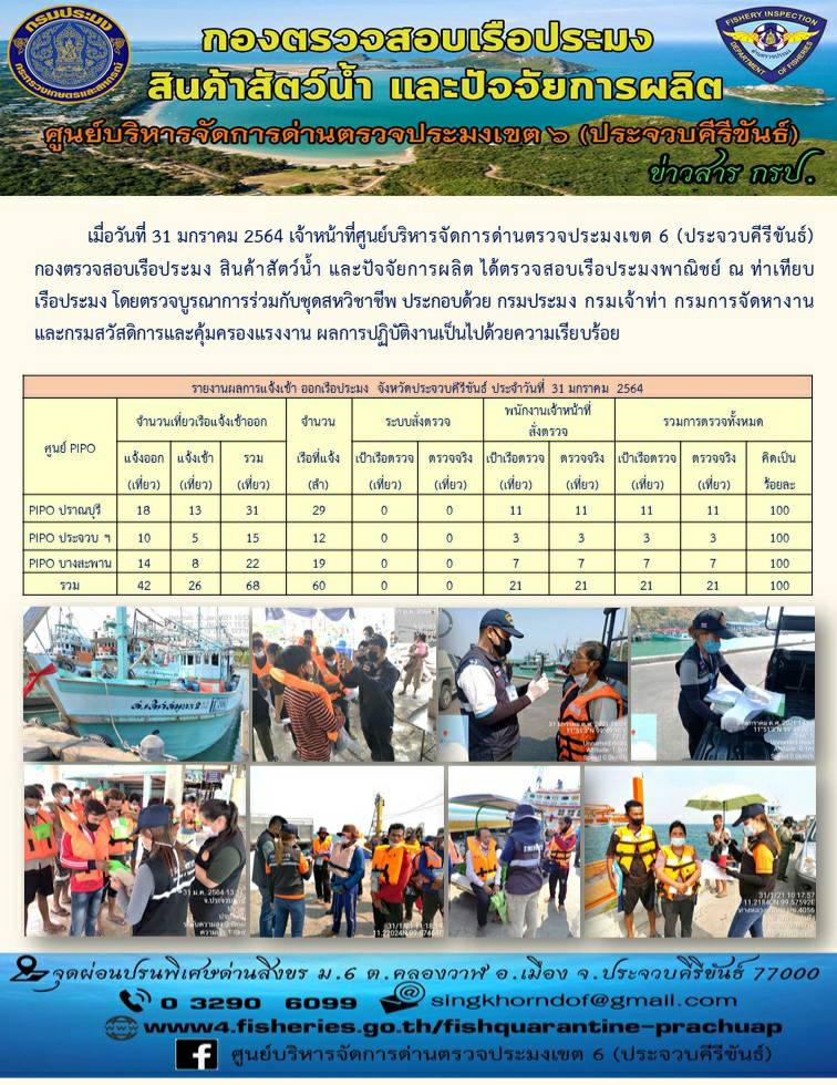 ตรวจสอบเรือประมงพาณิชย์ ณ ท่าเทียบเรือประมง..คลิก