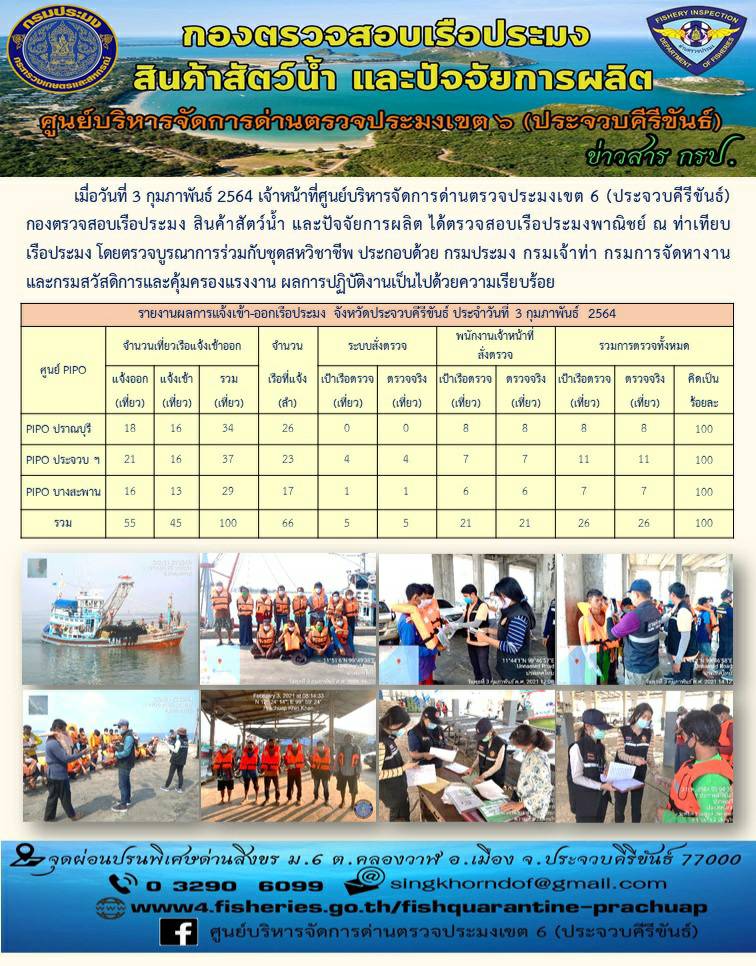 ตรวจสอบเรือประมงพาณิชย์ ณ ท่าเทียบเรือประมง..คลิก