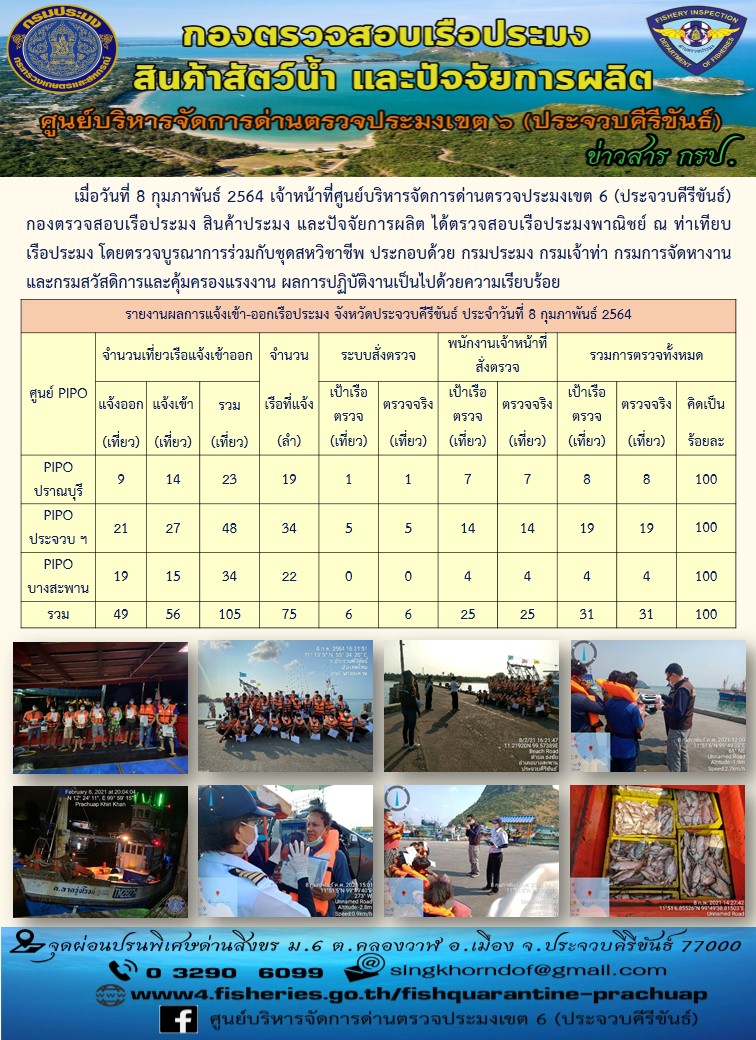 ตรวจสอบเรือประมงพาณิชย์ ณ ท่าเทียบเรือประมง..คลิก