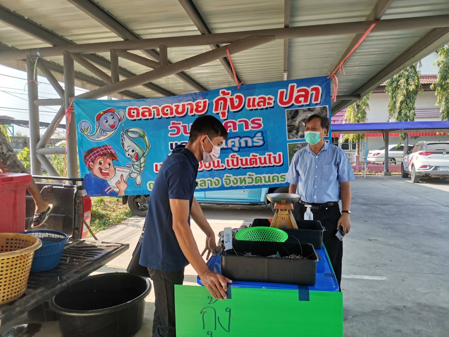 รายงานการขายกุ้ง ณ ตลาดเกษตร บริเวณหน้าศูนย์ราชการจังหวัดนครนายก..คลิก
