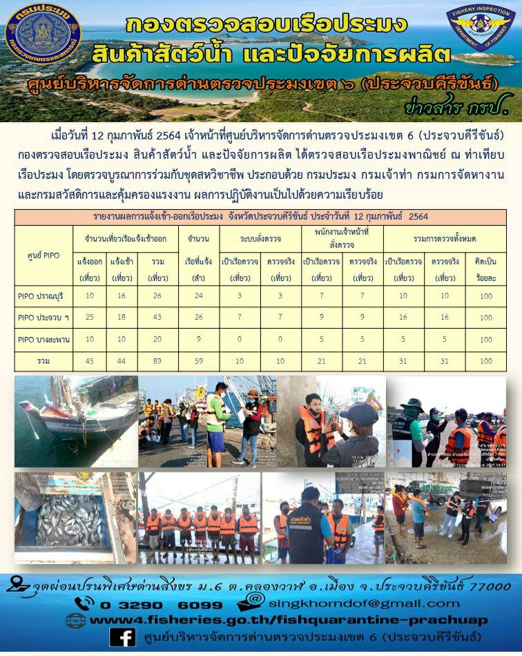 ตรวจสอบเรือประมงพาณิชย์ ณ ท่าเทียบเรือประมง..คลิก