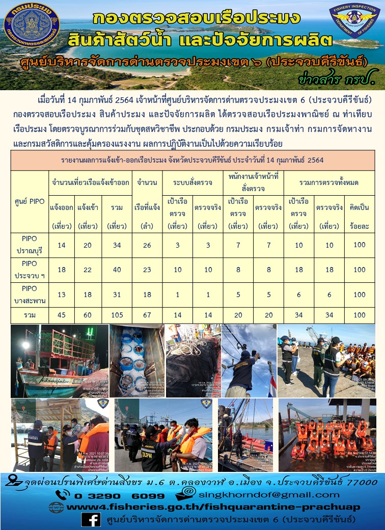 ตรวจสอบเรือประมงพาณิชย์ ณ ท่าเทียบเรือประมง..คลิก