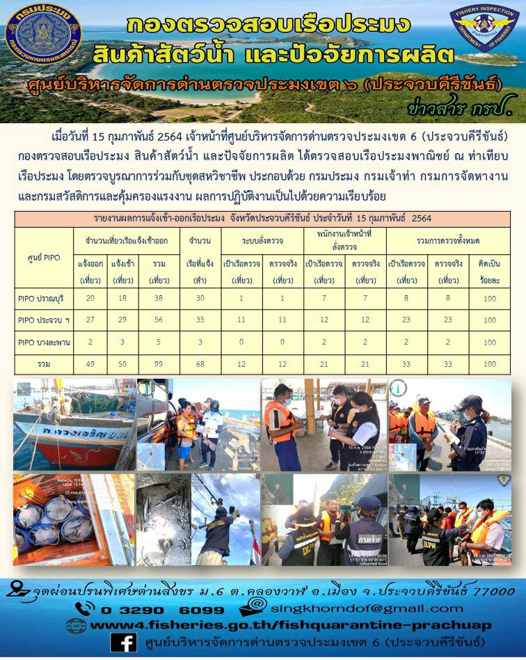 ตรวจสอบเรือประมงพาณิชย์ ณ ท่าเทียบเรือประมง..คลิก