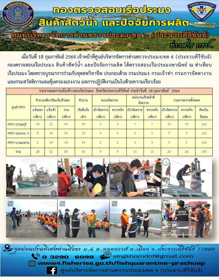 ตรวจสอบเรือประมงพาณิชย์ ณ ท่าเทียบเรือประมง..คลิก