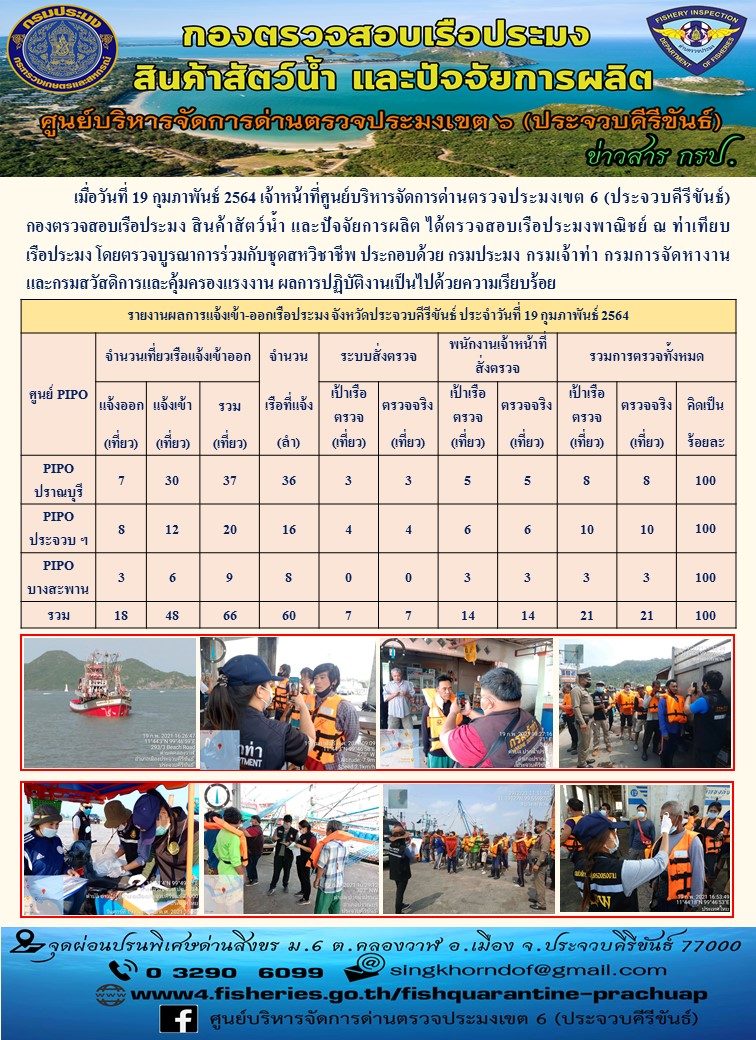ตรวจสอบเรือประมงพาณิชย์ ณ ท่าเทียบเรือประมง..คลิก
